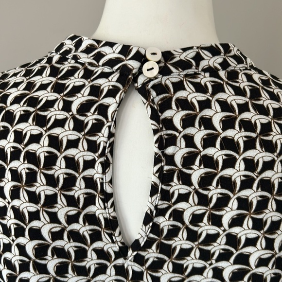 OTHER STORIES Chain Printed Long Sleeve Blouse Balloon Sleeves 8 Black White - Picture 9 of 16